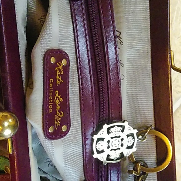 Kate Landry Large Purple and Teal Leather Clutch - Picture 3 of 3